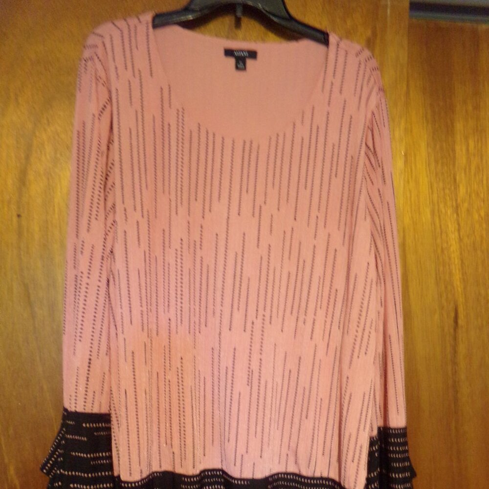 NWT Alfani Long Sleeve Pink & Black Tunic Top size 3X